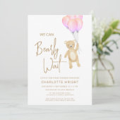 Wir können frühzeitig die Kinderdusche eines Mädch Einladung (Stehend Vorderseite)