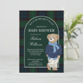 Wir können frühzeitig die klassische karierte Baby Einladung (Stehend Vorderseite)