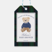 Wir können frühzeitig die klassische karierte Baby Geschenkanhänger (Vorderseite)