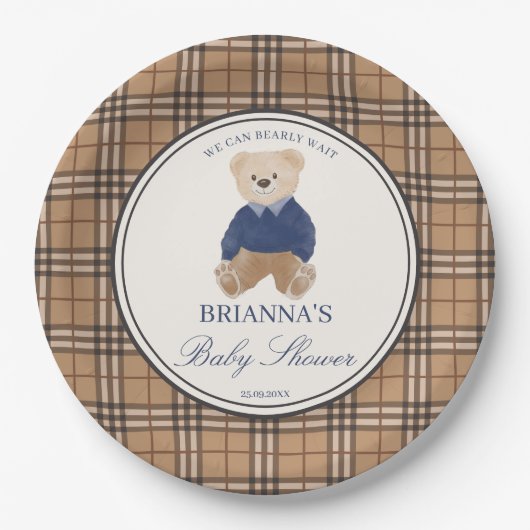 Wir können frühzeitig die klassische karierte Baby Pappteller (Vorderseite)