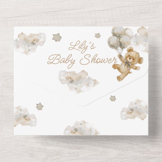 Wir können frühzeitig die neutrale Babydusche des All In One Einladung (Rückseite)