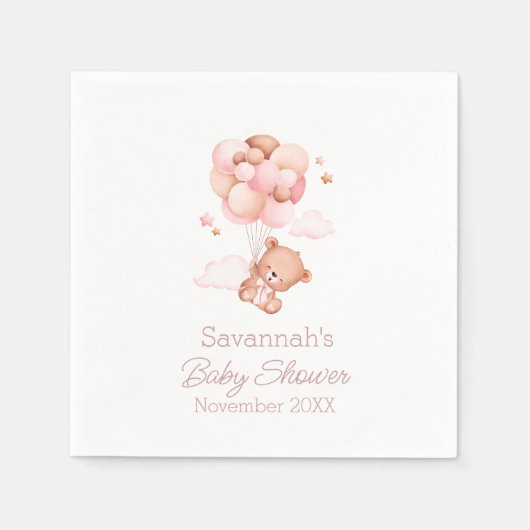 Wir können frühzeitig die Pink Balloons Babydusche Serviette (Vorderseite)