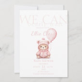 Wir können frühzeitig die Pink Bear Girl Babydusch Einladung (Vorderseite)