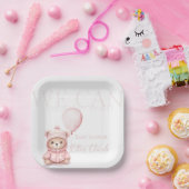 Wir können frühzeitig die Pink Bear Girl Babydusch Pappteller (Party)