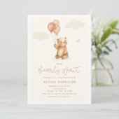 Wir können frühzeitig eine neutrale Babydusche abw Einladung (Stehend Vorderseite)