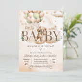 Wir können frühzeitig eine neutrale Teddy Bear Bab Einladung (Stehend Vorderseite)