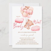 Wir können frühzeitig eine Pink Bear Babydusche ab Einladung (Vorderseite)