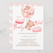 Wir können frühzeitig eine Pink Bear Babydusche ab Einladung (Vorne/Hinten)