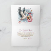 Wir können frühzeitig eine pinkfarbene Babydusche  Dankeskarte (Innenseite)