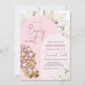 Wir können frühzeitig eine pinkfarbene Babydusche  Einladung (Vorderseite)