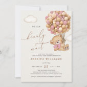 Wir können frühzeitig eine pinkfarbene Babydusche Einladung (Vorderseite)