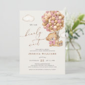 Wir können frühzeitig eine pinkfarbene Babydusche Einladung (Stehend Vorderseite)