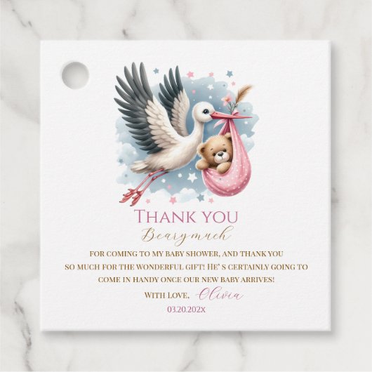 Wir können frühzeitig eine pinkfarbene Babydusche Geschenkanhänger (Vorderseite)