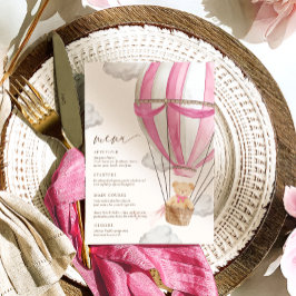 Wir können frühzeitig eine pinkfarbene Babydusche Menükarte