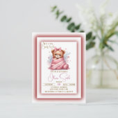 Wir können frühzeitig eine pinkfarbene Babydusche  Postkarte (Stehend Vorderseite)
