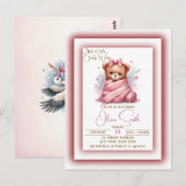 Wir können frühzeitig eine pinkfarbene Babydusche  Postkarte (Vorne/Hinten)