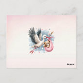 Wir können frühzeitig eine pinkfarbene Babydusche  Postkarte (Rückseite)