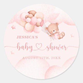 Wir können frühzeitig eine pinkfarbene Babydusche Runder Aufkleber
