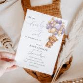 Wir können frühzeitig Lila Teddy Bear Baby Dusche  Einladung