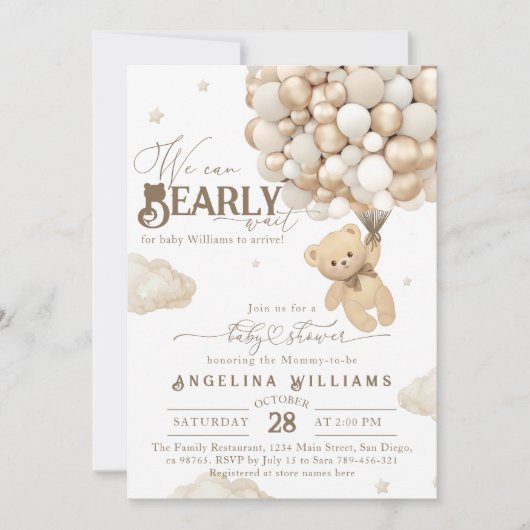 Wir können frühzeitig neutrale, elegante Babydusch Einladung (Vorderseite)