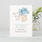 Wir können frühzeitig Niedliche Bärenballon Babydu Einladung (Stehend Vorderseite)