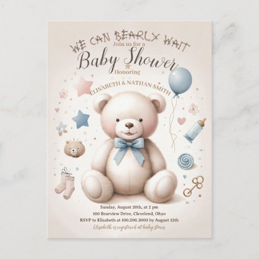 Wir können frühzeitig niedliche Teddy Bear Baby Sh Postkarte (Vorderseite)