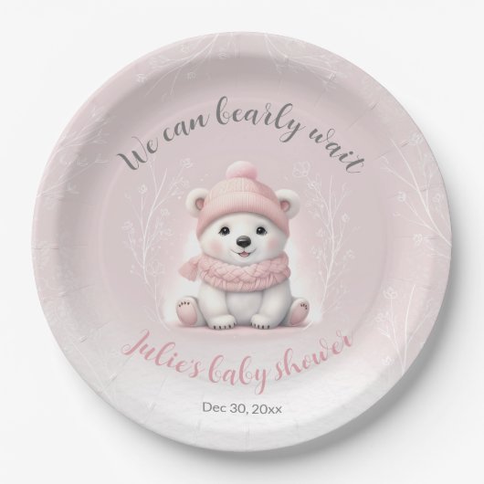 Wir können frühzeitig Pink Baby Duschpapier Teller (Vorderseite)