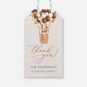 Wir können frühzeitig warten! Baby Shower Einladun Geschenkanhänger (Vorderseite)