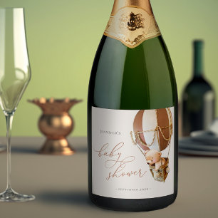 Wir können frühzeitig warten! Babydusche Sparkling Schaumweinetikett