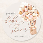 Wir können frühzeitig warten! Babydusche Square Pa Runder Pappuntersetzer (Vorderseite)