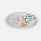 Wir können frühzeitig warten! Babyduschplatte Pappteller (Schrägansicht)