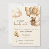 Wir können frühzeitig warten Balloons Baby Dusche Einladung (Vorderseite)