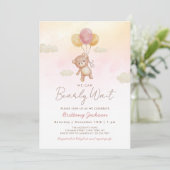 Wir können frühzeitig warten Balloons Bear Baby Du Einladung (Stehend Vorderseite)