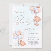 Wir können frühzeitig warten Bären Blue Balloons B Einladung (Vorderseite)