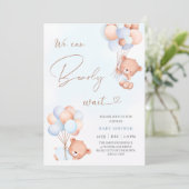 Wir können frühzeitig warten Bären Blue Balloons B Einladung (Stehend Vorderseite)