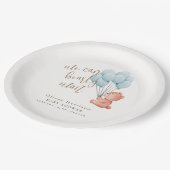 Wir können frühzeitig warten Bear Blue Balloon Bab Pappteller (Schrägansicht)