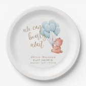 Wir können frühzeitig warten Bear Blue Balloon Bab Pappteller (Vorderseite)