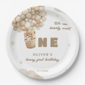 Wir können frühzeitig warten Beige Balloons 1. Geb Pappteller (Vorderseite)