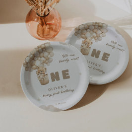 Wir können frühzeitig warten Beige Balloons 1. Geb Pappteller