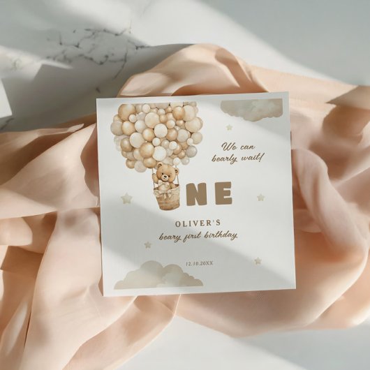 Wir können frühzeitig warten Beige Balloons 1. Geb Serviette