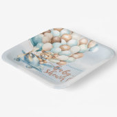 Wir können frühzeitig warten! Blue Balloons Teddy  Pappteller (Gewinkelt)