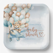 Wir können frühzeitig warten! Blue Balloons Teddy  Pappteller (Vorderseite)