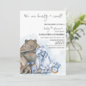 Wir können frühzeitig warten Blue Boy Kleidung Aqu Einladung (Stehend Vorderseite)