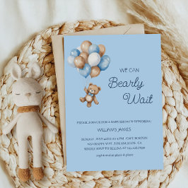 Wir können frühzeitig warten - Blue & Brown Teddy  Einladung