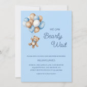 Wir können frühzeitig warten - Blue & Brown Teddy Einladung (Vorderseite)