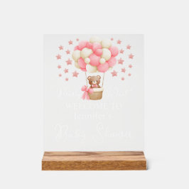 Wir können frühzeitig warten, die Babydusche ist b Acrylschild