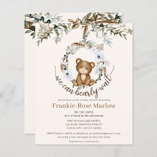 Wir können frühzeitig warten! Einladung zur Baby-D (Vorne/Hinten)