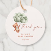 Wir können frühzeitig warten Grünen Ballon Danke Geschenkanhänger (Vorderseite)