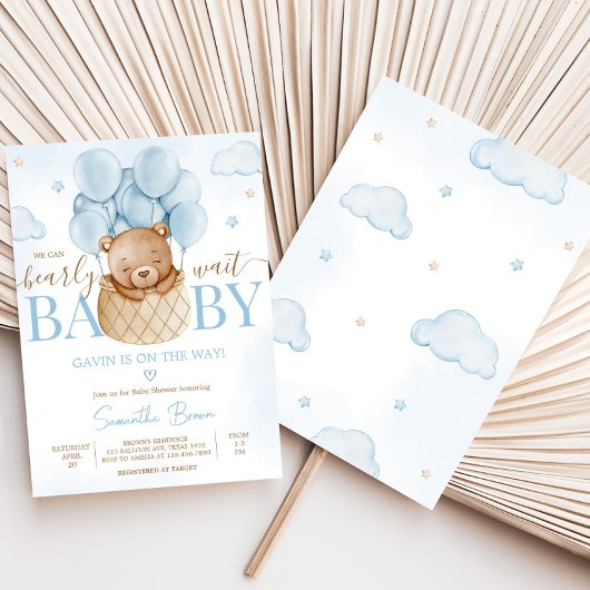 Wir können frühzeitig warten Hot Air Ballon Babydu Einladung