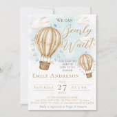 Wir können frühzeitig warten! Hot Air Balloons Bab Einladung (Vorderseite)
